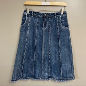 Reba women’s size 4 Skirt denim blue jean raw hem western cowgirl rodeo